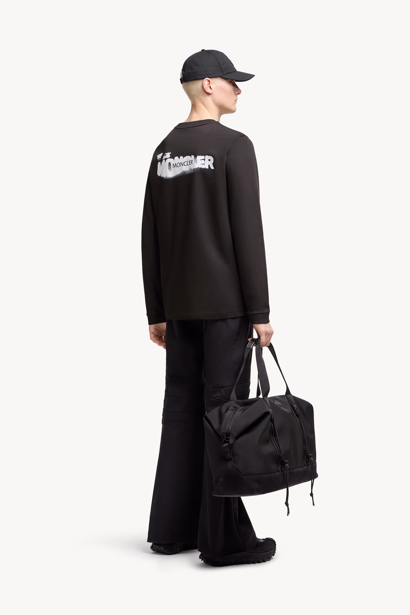 Graphic Logo Long Sleeve Cotton T-Shirt Men Black Moncler 0